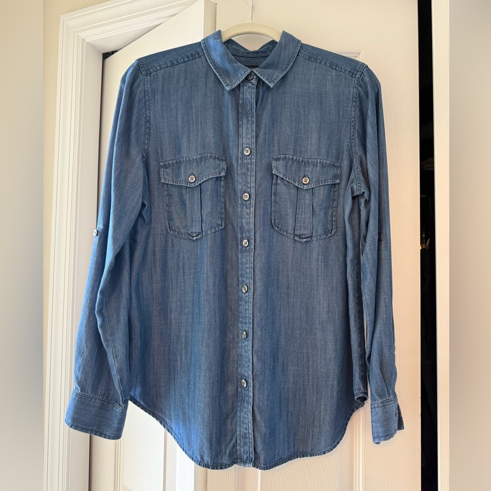 Ann Taylor Indigo Blue Denim-look Shirt